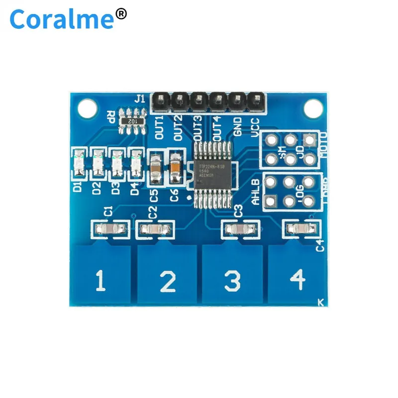 Четырехканальный емкостный сенсорный переключатель TTP224 модуль цифрового
