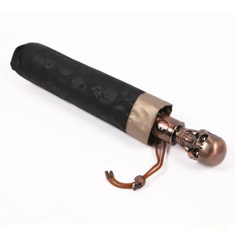 

Creative Devil Skull Handle Women's Umbrella Men Fully-automaticlly Male 3 Folding UV Sun Rain Male Windproof Umbrellas Rain