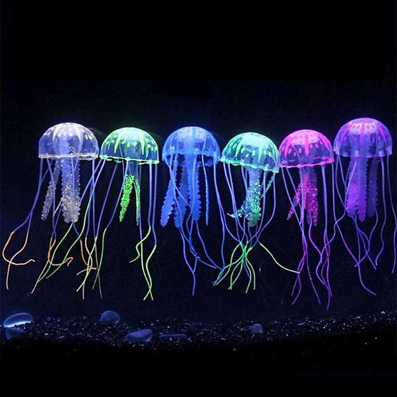 

New Artificial Jellyfish Aquarium Fish Tank Accessories Simulated Fluorescent Vivid Jellyfish Tank Decoration