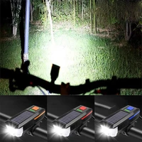 solar bicycle light with horn t6 led road mountain bike headlight usb rechargeable headlight 3 modes bicycle headlight
