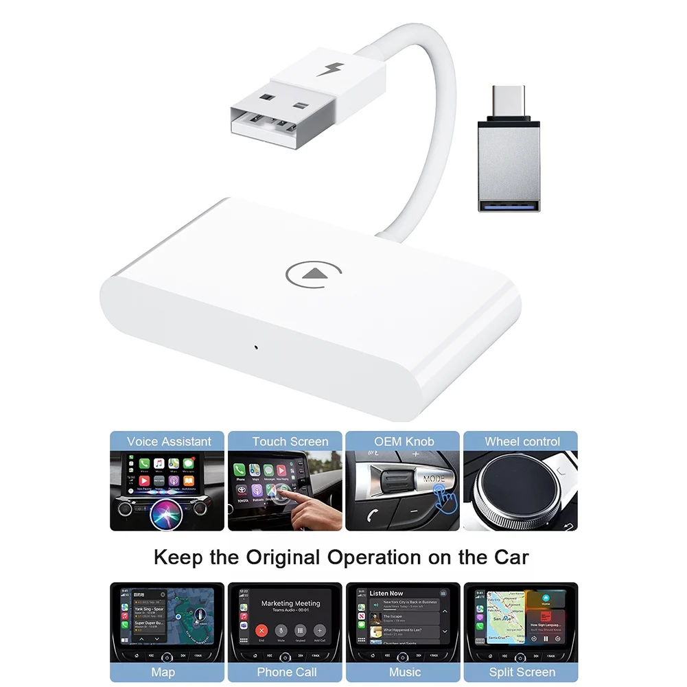 

Wireless CarPlay Adapter For LPhone Wireless Auto Car Adapter,Apple Wireless Carplay Dongle,Plug Play 5GHz WiFi Online Update
