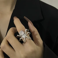 new cool punk spider ring for women exquisite crystal ball animal ring party night club jewelry fashion girl accessories gift