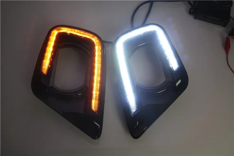 Светодиодный дневной светильник для Dodge путешествие Fiat Freemont 2014 2015 2016 желтый