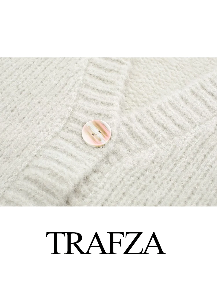 TRAFZA женская осенне-зимняя новая мода с v-образным вырезом из альпаки и шерсти