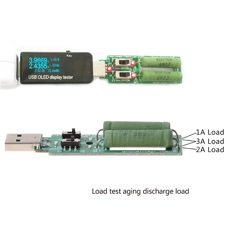 

Resistor USB dc Electronic Load With Adjustable Switch 3 5V1A Current/2A/3A Battery Capacity Discharge Voltage Tester Resistance