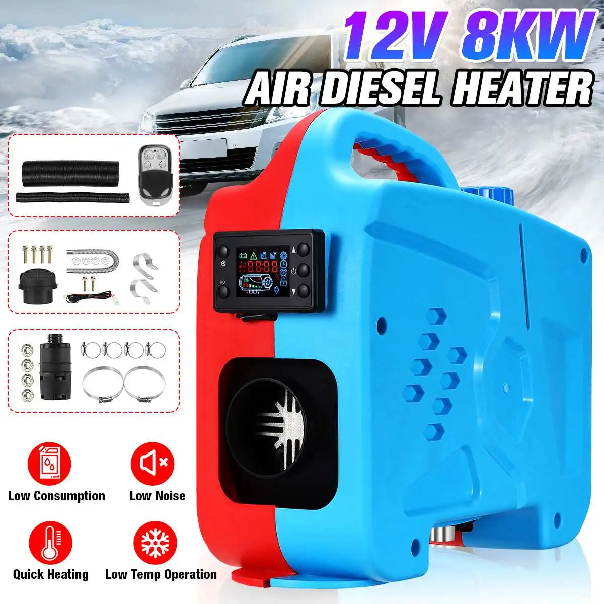 Russian 12V 8KW Air Diesel Heater 8000W All In One Holes Air Parking Heater With Remote Control Car Heater for Trucks Boats Bus Russian 12V 8KW Air Diesel Heater 8000W All In One Holes Air Parking Heater With Remote Control Car Heater for Trucks Boats Bus
