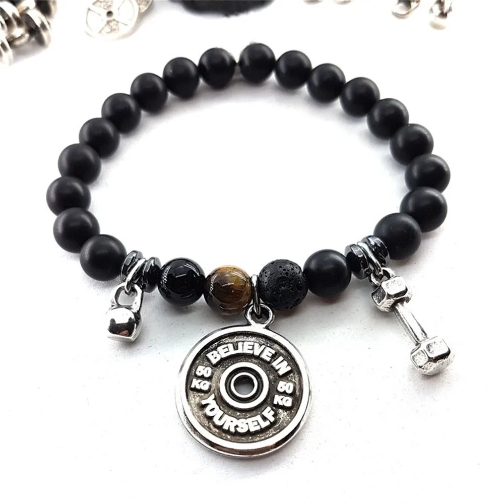 

10 шт. браслет Onix Камиль фитнес-мотивация для тренировок Гиря гантели ювелирные изделия для бодибилдинга подарок для спортзала