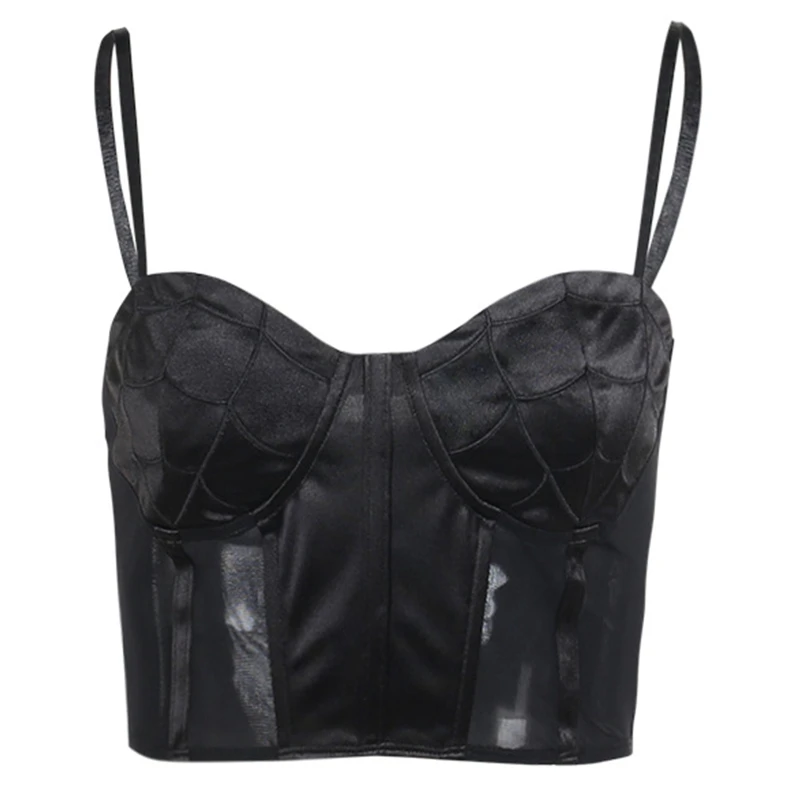 

Женский укороченный топ на тонких бретельках в стиле панк