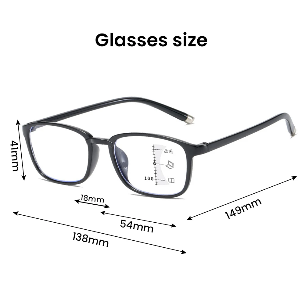 Многофокальное стекло для чтения пресбиопическое с оправой из TR90 дальнозоркость