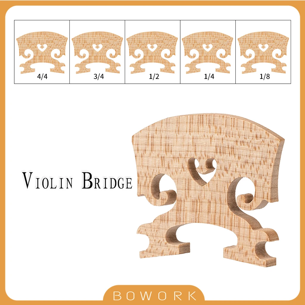 

Baroque Style Fiddle Bridge Natural Maple Wood Selected Dry Acoustic Violin Bridge Violin Parts 4/4 3/4 1/2 1/4 1/8 Size Bridges