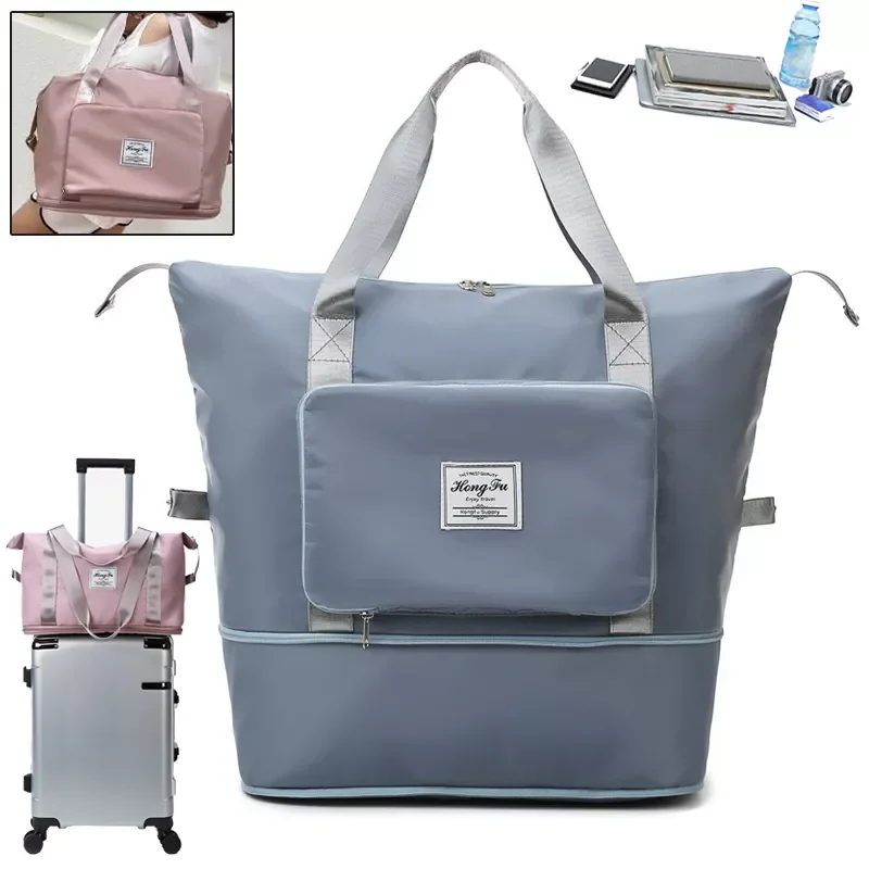 Foldable Large Capacity Women Gym Bags Shoulder Bag Women Training Travel Handle Handbag Yoga Sport Crossbody Tote Bag