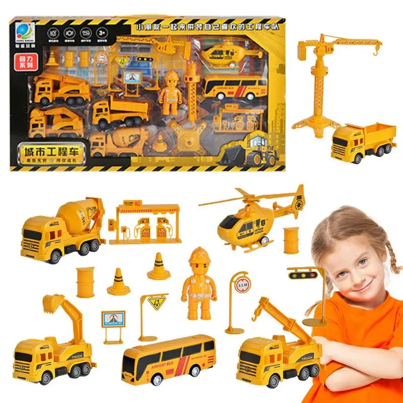 

18pcs Engineering Vehicle Toys Construction Excavator Tractor Bulldozer Fire Truck Models Kids Toy Car Boys Toys
