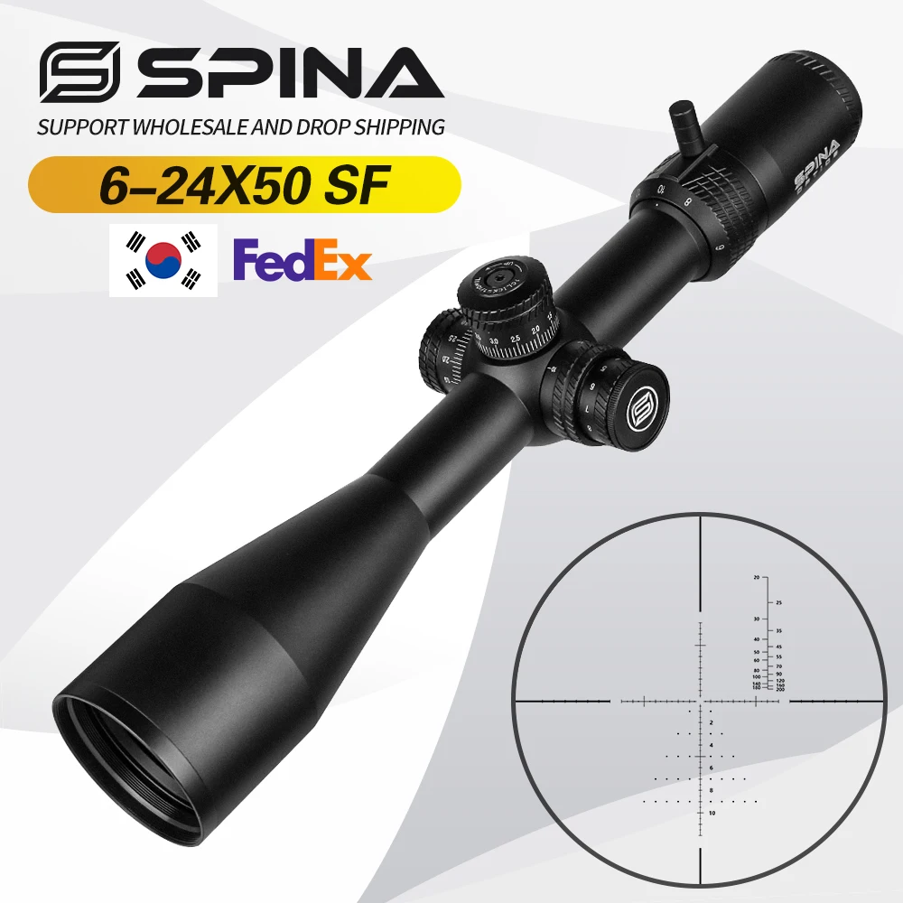 

SPINA Optics Tactical 6-24X50 SF Hunting Rifle Scope Red Illuminated Opical Sight Long Range Riflescope Outdoor Shooting Scope