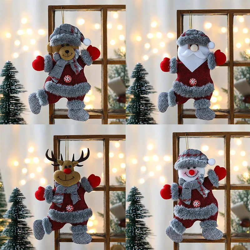 

4PCS Christmas Bear Elk Doll Santa Claus Snowman Christmas Tree Pendant Merry Christmas Decorative Ornament 2024 Happy New Year