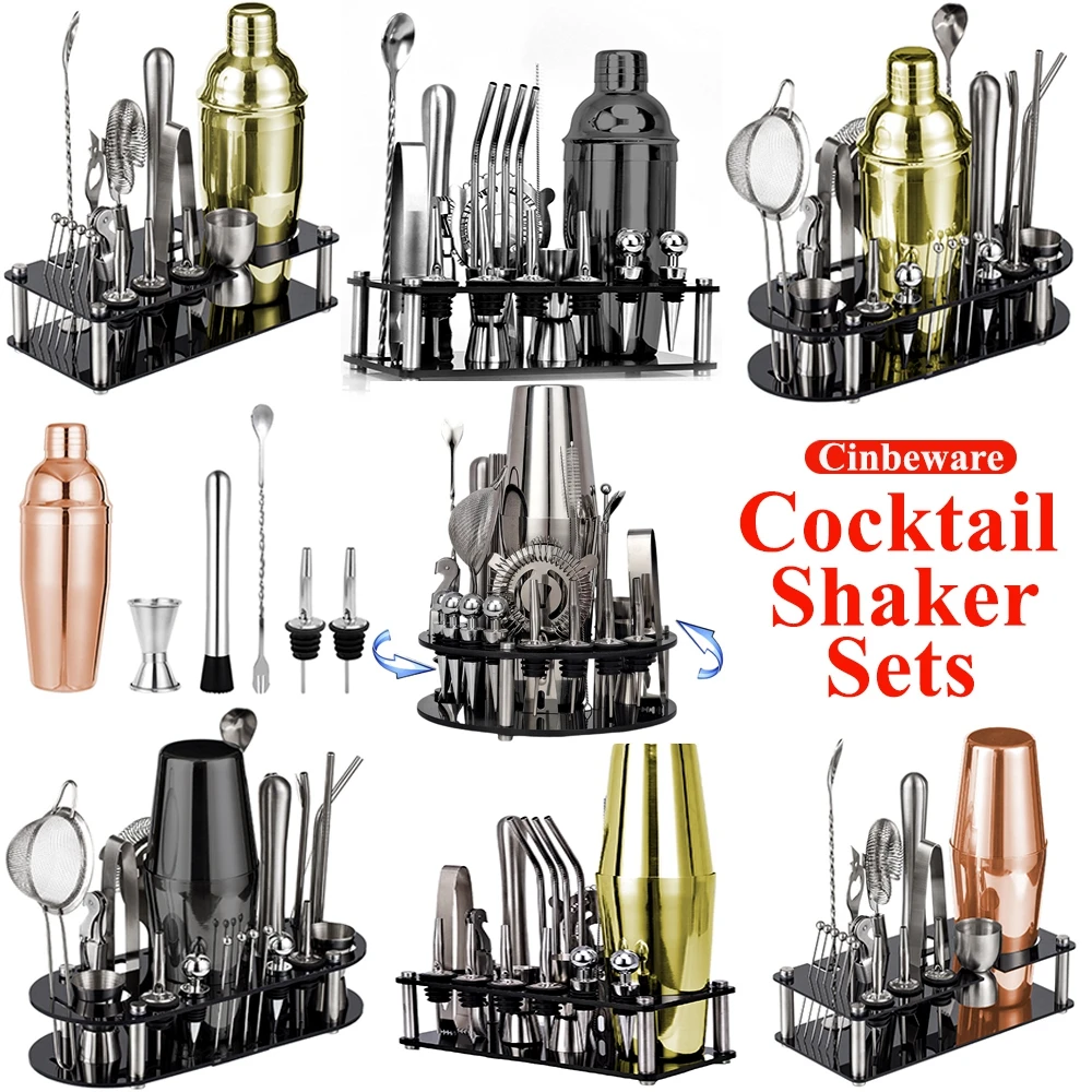 1-33 Pcs Cocktail Shaker Set Boston Shaker kits Cocktail Utensils Mixer Kit Complete Professional Bartender Kit Bar Accessories 