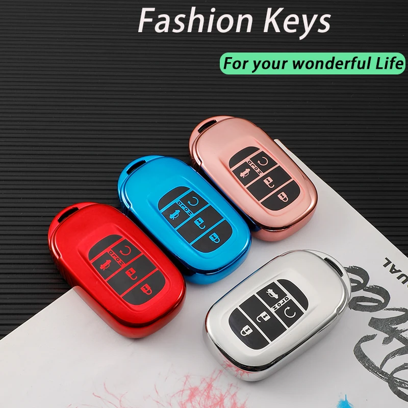 

New TPU Car Remote Key Case Cover Shell For Honda Civic Accord Vezel 2022 4 Buttons Protector Holder Fob Keyless Accessories