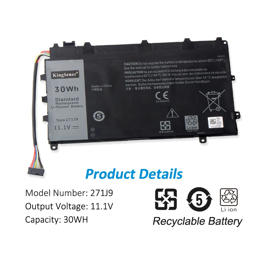 Фото Аккумулятор KingSener 271J9 11,1 В 30 Втч для ноутбука Dell Latitude 13 7000 7350 GWV47 0GWV47 YX81V №3
