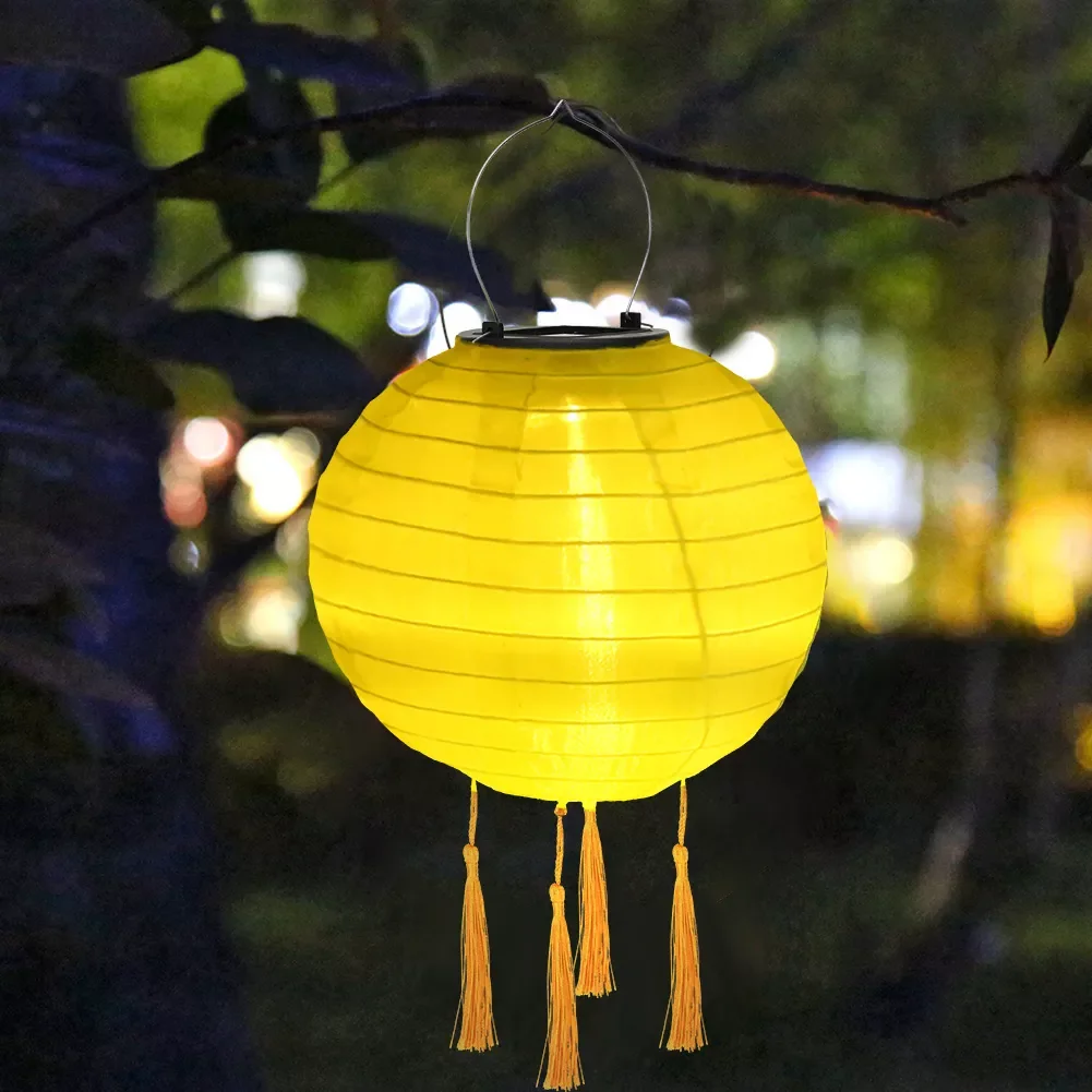 

202210inch LED Solar Lanterns Solid Color Festival Light Waterproof Hanging Global Lamp Chandelier with Tassel Landscape Lightin