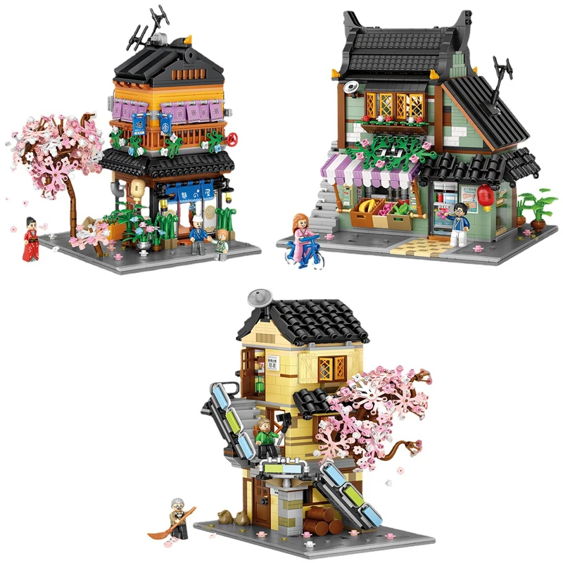 

LOZ мини-уличный кирпич, японский лапша, ресторан, магазин фруктов, гостиничный строительный блок «сделай сам», украшение для дома, игрушка для детей, подарок 1234 1235