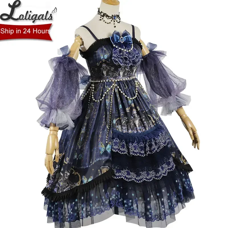 Череп и бабочка ~ Великолепное платье Лолиты Готическое вечернее королевской