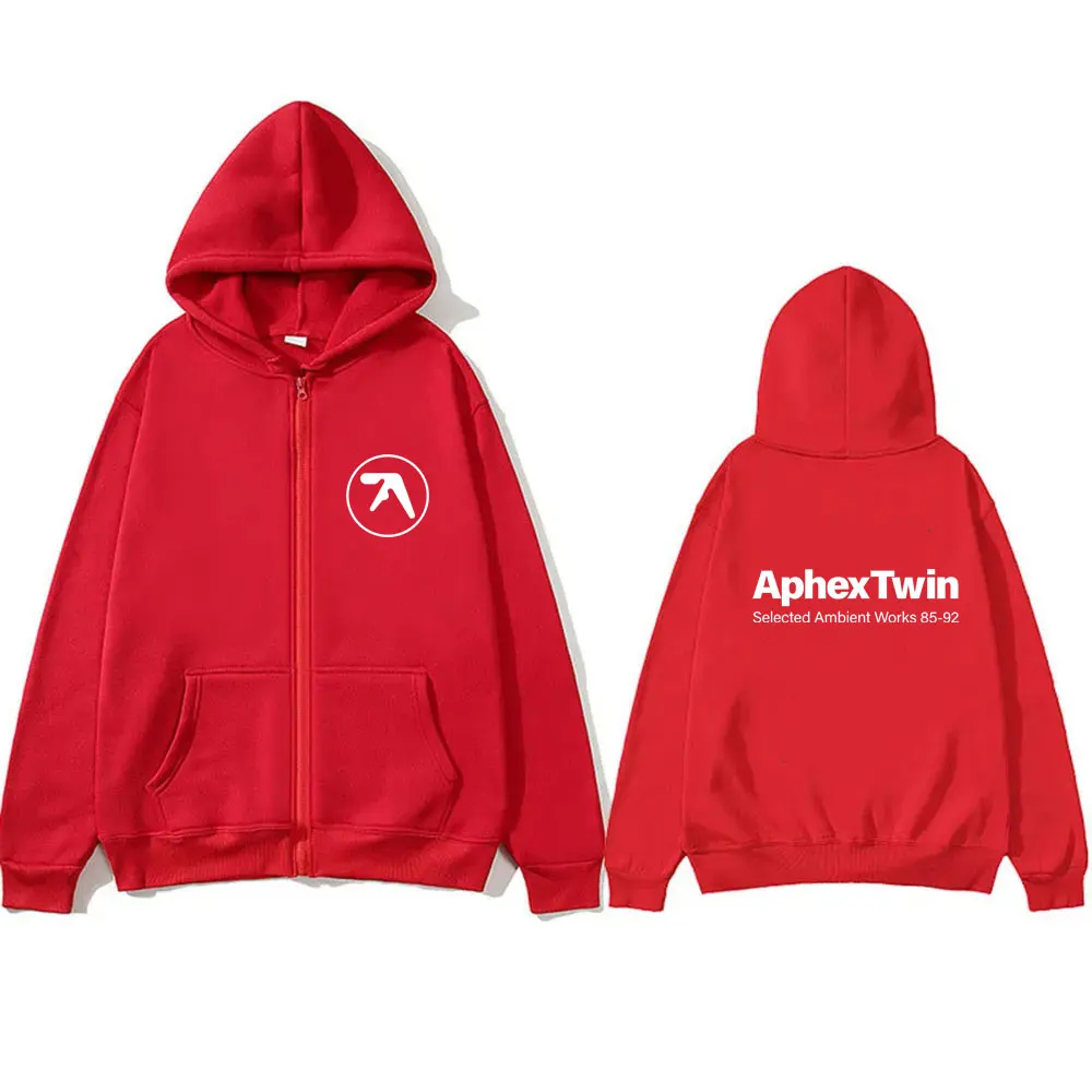 Фото Singer Aphex Twin Selected Ambient Works 85 92, толстовка на молнии с логотипом альбома для мужчин и женщин, модная уличная одежда, мужская винтажная куртка на молнии №4