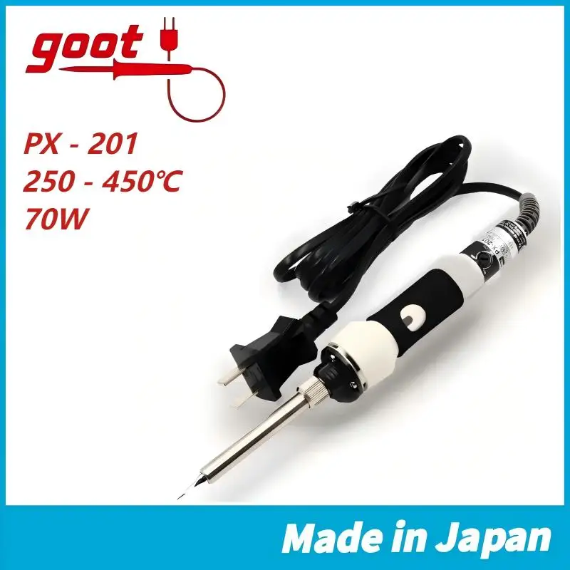Фото Японский паяльник GOOT PX-201 с регулировкой температуры - 250-450°C ° Керамический обогреватель C, без свинца, эргономичный дизайн №1