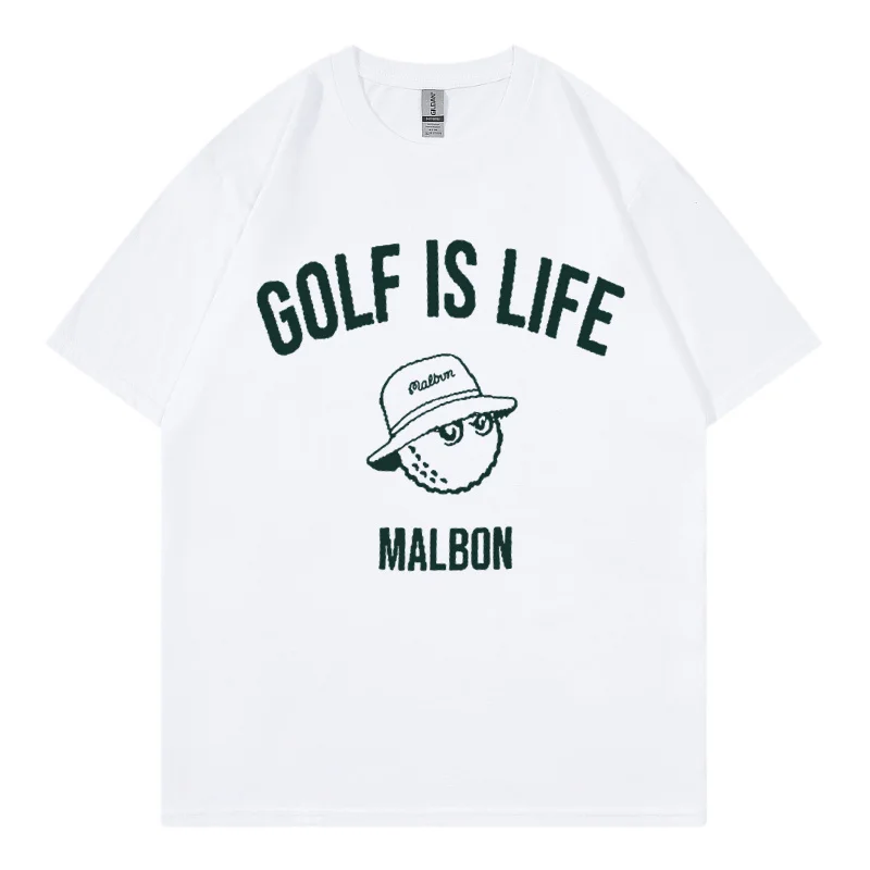

Malbon Golf T-shirt Men's and Women's Fisherman's Hat Short Sleeve Fashion Cotton Pullover Loose Couple Korean Oversized T-shirt