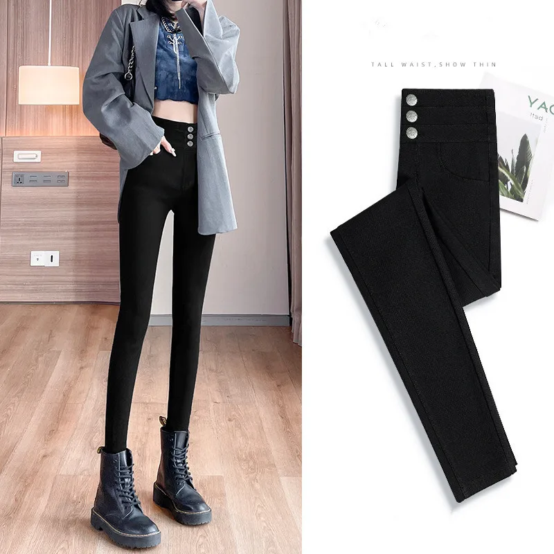 

Women Skinny Jeans Slim Leg Casual Pencil Denim High Waist Long Pants Female Streetwear Stonewashed Ankle-length Tight Trousers