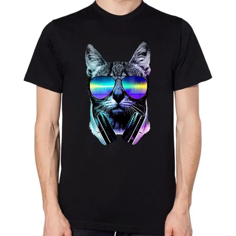 Фото Футболка Cat DJ Essential в стиле Харадзюку, унисекс №1