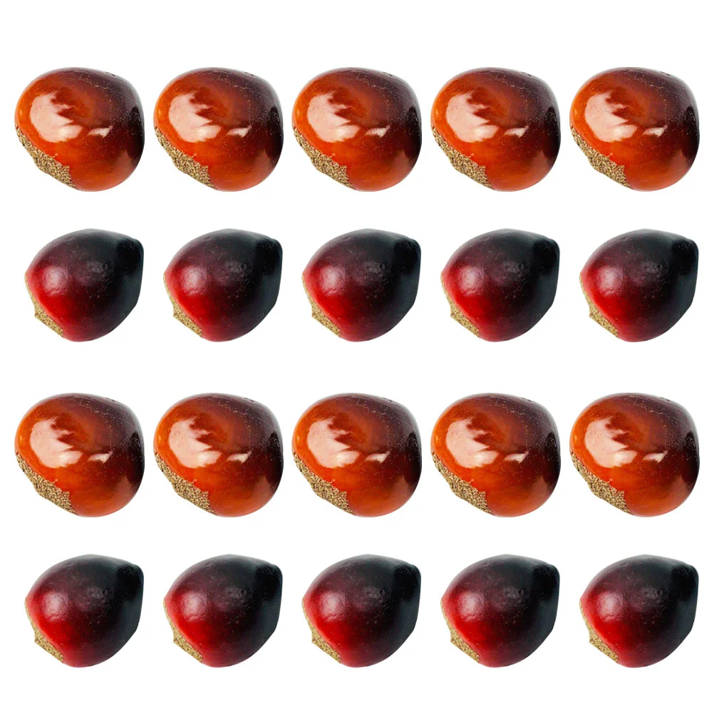 

20pcs Chinese Chestnuts Simulated Nut Ornaments Creative Desktop Decor Photography Prop for Home Shop Mixed Size