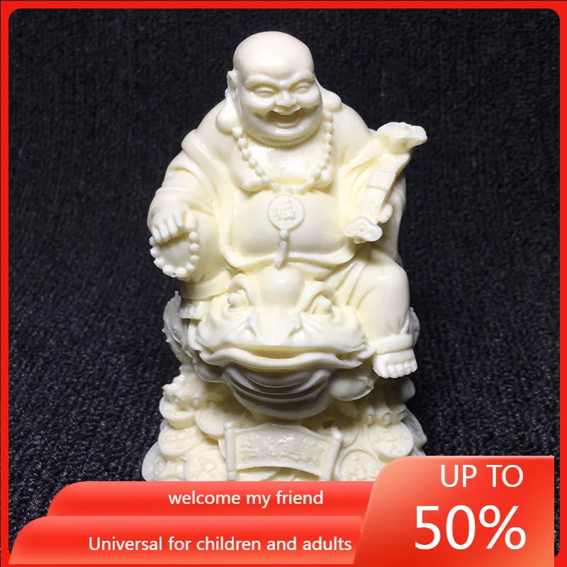 

Ivory Nut Carved Golden Toad Maitreya 12*9.5 * 8cm Coconut Wood Bodhi Seeds Desktop Decoration Gift Box living room decor