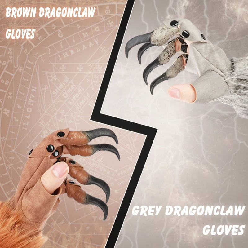 

Halloween Cosplay Performance Patchwork Halloween Prom Party Props Faux Fur Leather Animals Gloves Plush Dragon Claw Gloves