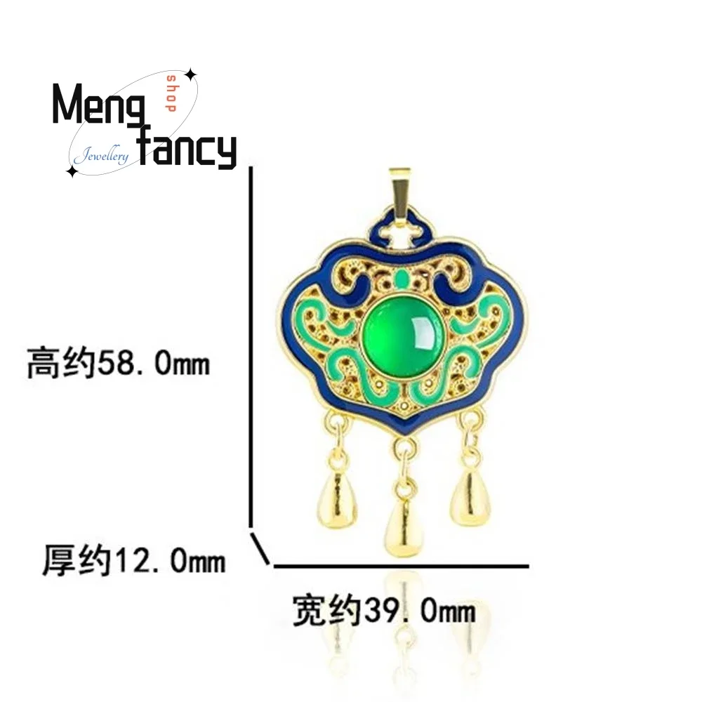 Подлинный натуральный зеленый агат медный позолоченный кулон со льдом