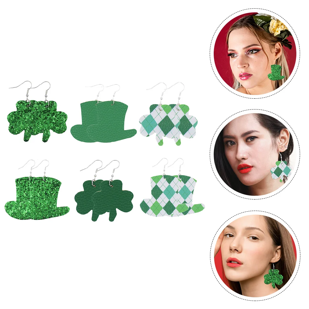 

1 Set 6 Pairs Patrick's Day Earrings Earrings Earring (Green)