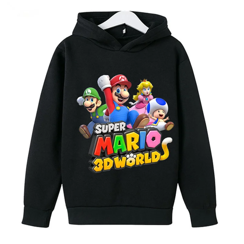 

Sudadera con capucha de Mario para niños y niñas, suéter con estampado 3D de dibujos animados, moda de otoño, Cothing