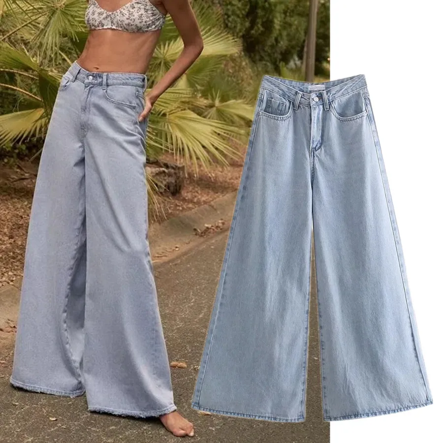 Женские джинсы с высокой талией Maxdutti, винтажные широкие голубые джинсы в стиле ретро diesel джинсы голубые широкие 26