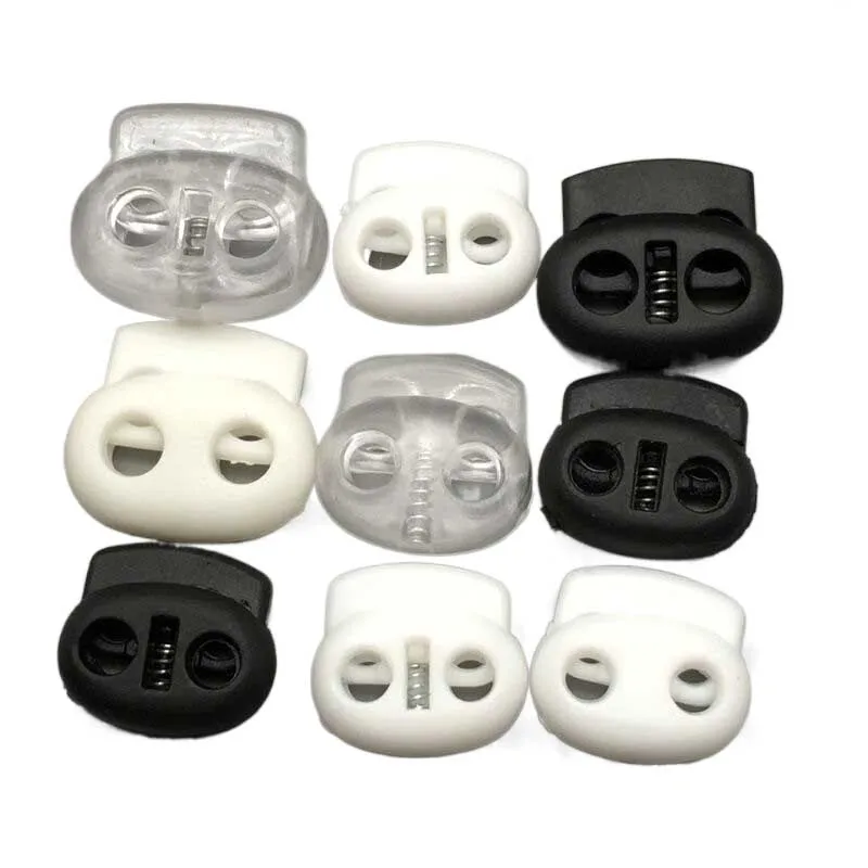

50Pcs 4mm-5.5mm Twin Hole Plastic Stopper Cord Locks Bean Drawstring Toggle Clip Apparel Shoelace Sportswear Button Accessorie