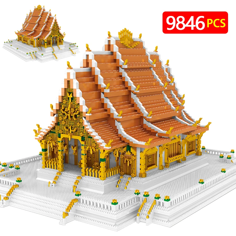 

9846pcs City World Famous Mini Palace Simulation Architectural Model Building Blocks Friends Thailand Houses Bricks Toys for Kid