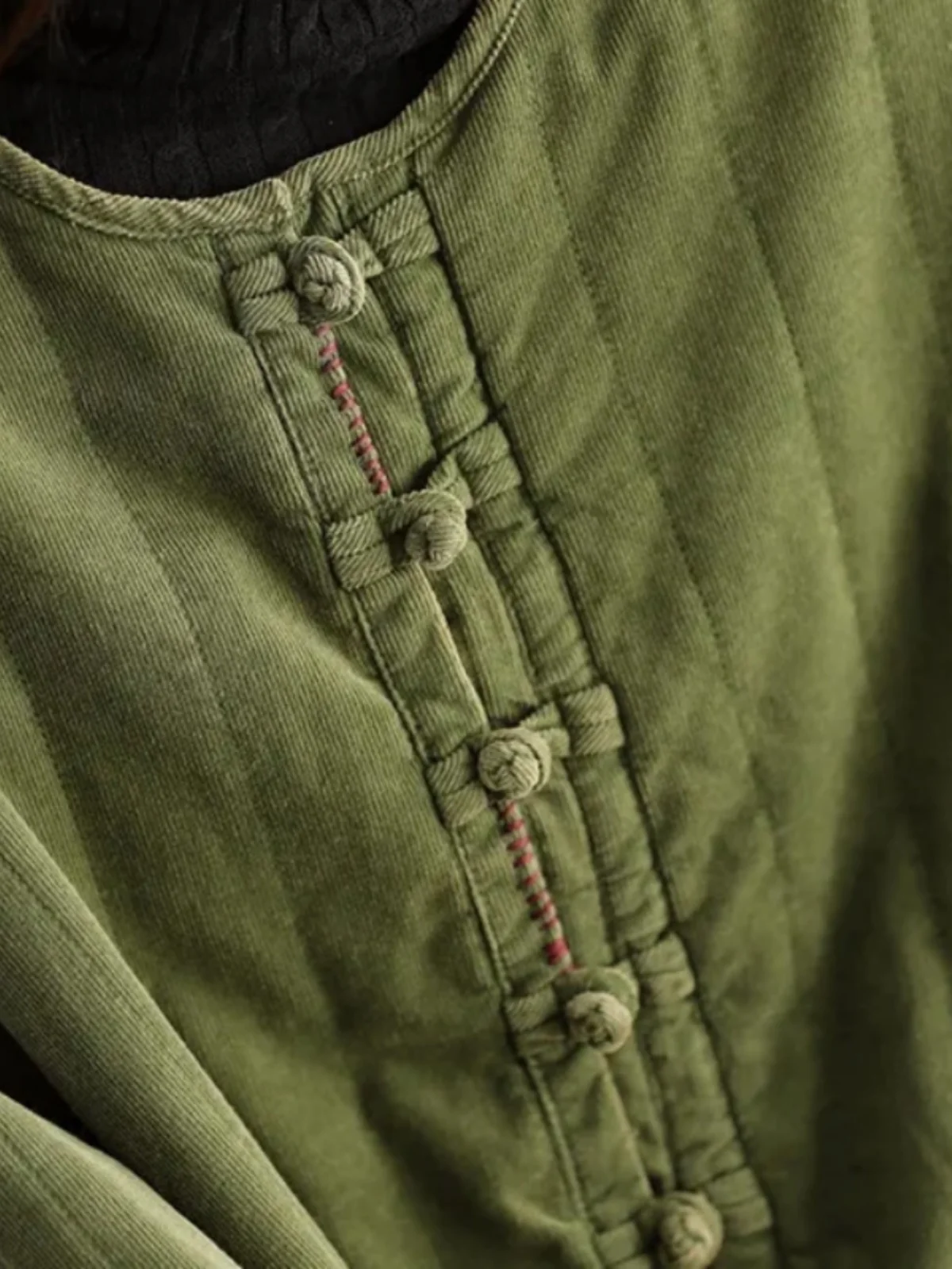 Retro Ethnic Sle Needlecord down Jacket Women Autumn and Winter 2024 New Thickened Cotton-Padded Coat Buckle Cotton-padded ...