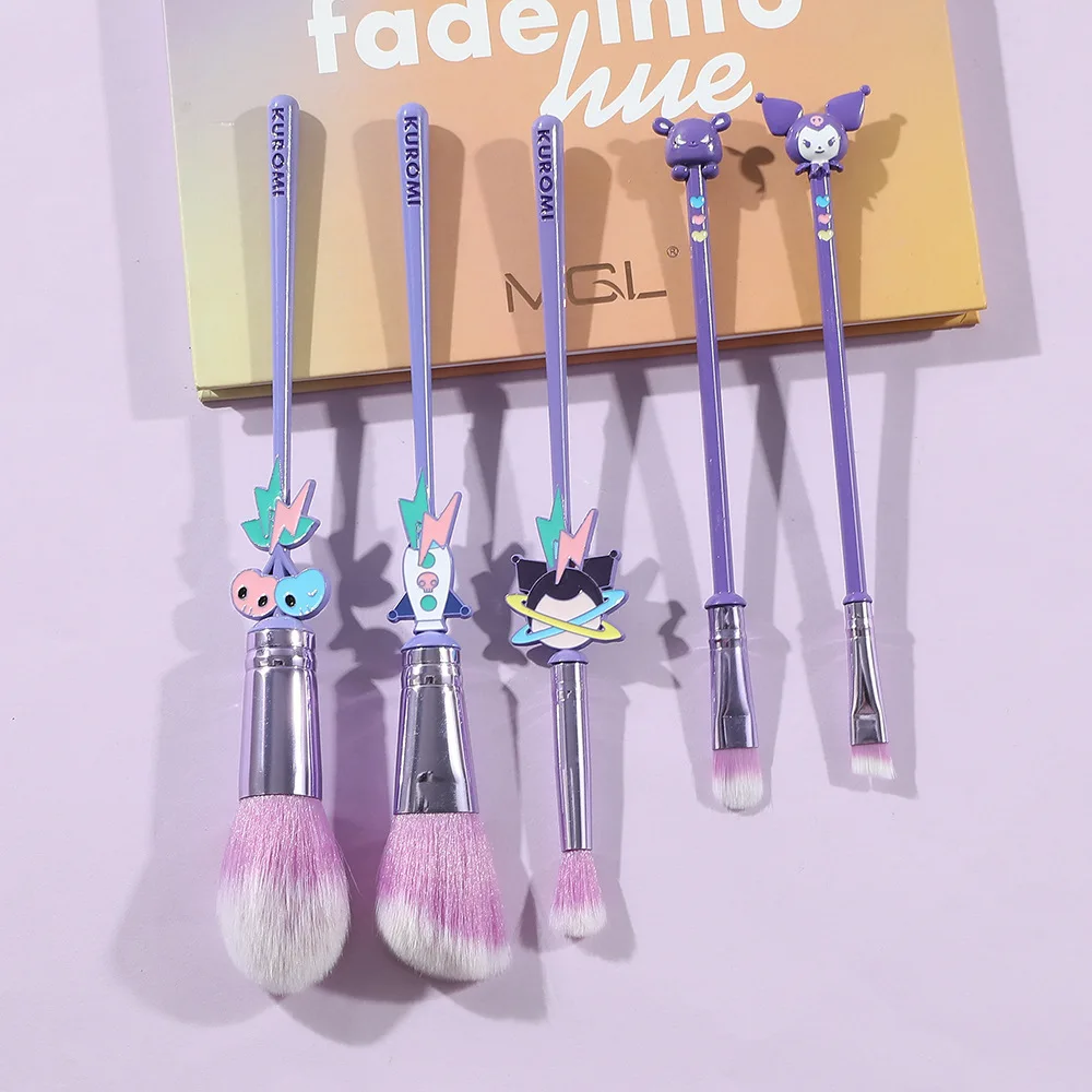 Набор кистей для макияжа Sanrio Kuromi из 5 предметов — супермягкий милый мультяшный