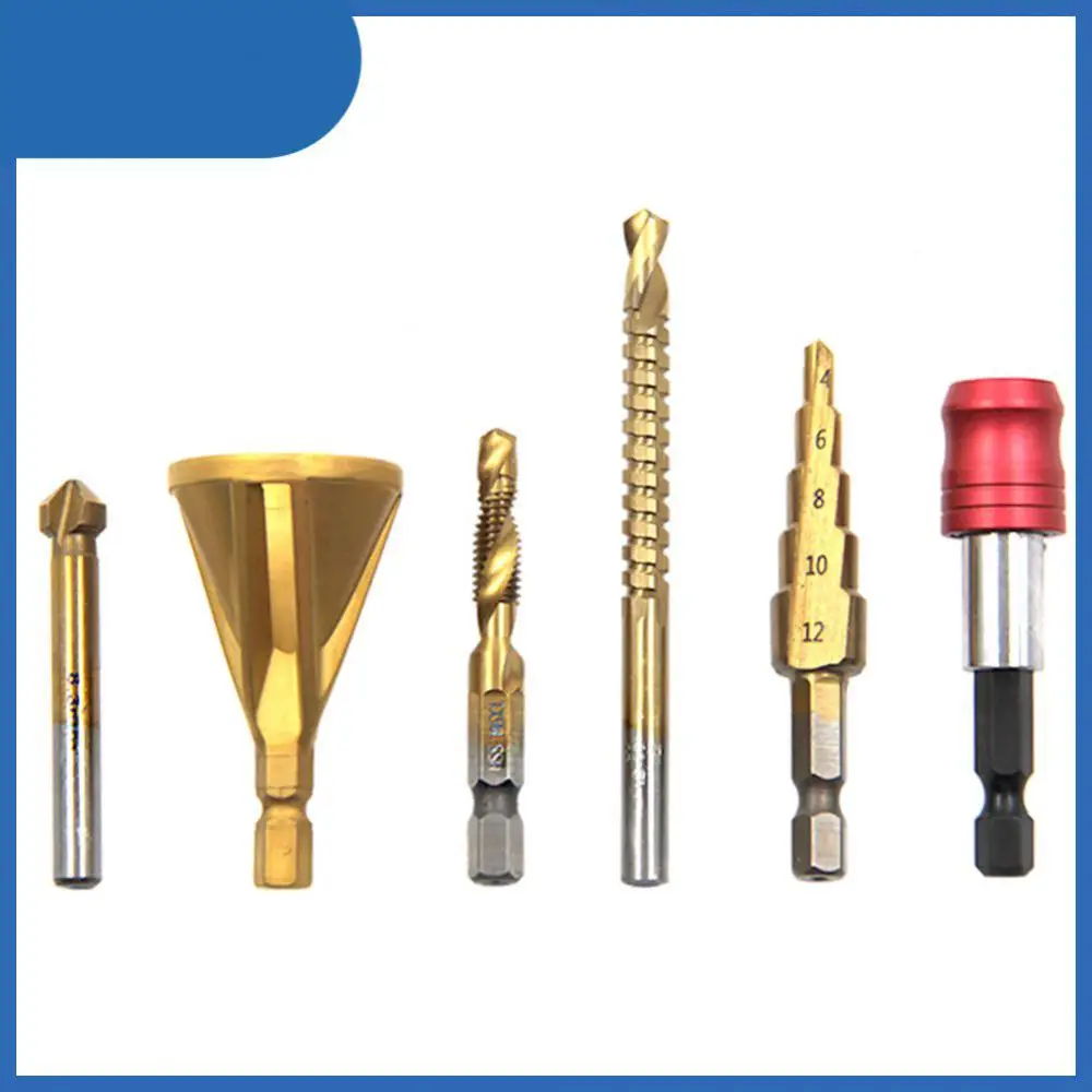 

Three-blade Chamfer Hss Drill Bits Set Titanium Coated Woodworking Hole Reaming Power Tool Carpentry Core Drill Tools Set