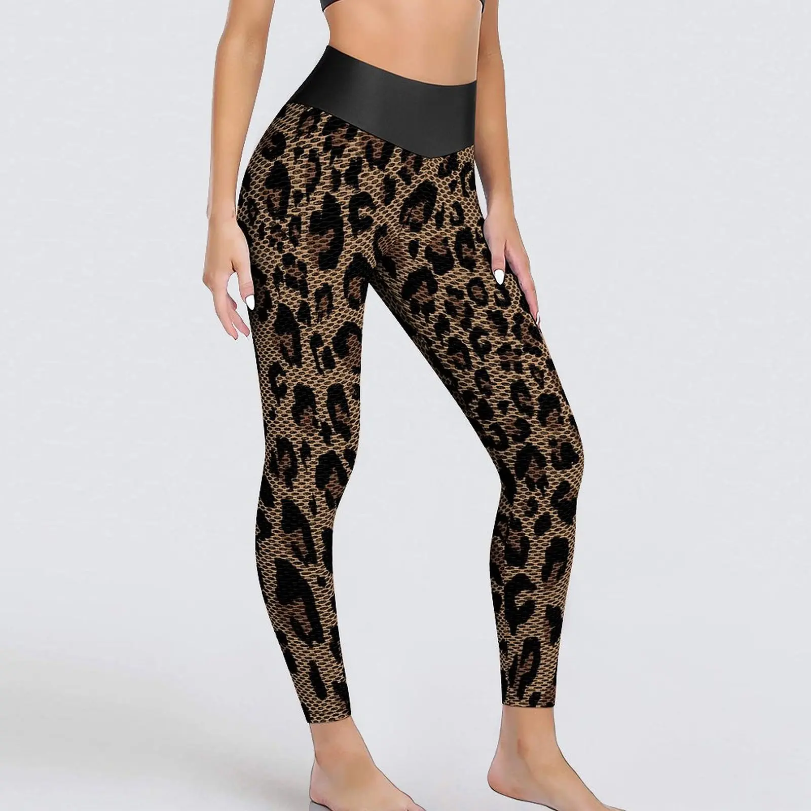 

Леопардовые штаны для йоги в стиле ретро, Сексуальные Женские легинсы с высокой талией для фитнеса в стиле джунглей, элегантные эластичные спортивные легинсы