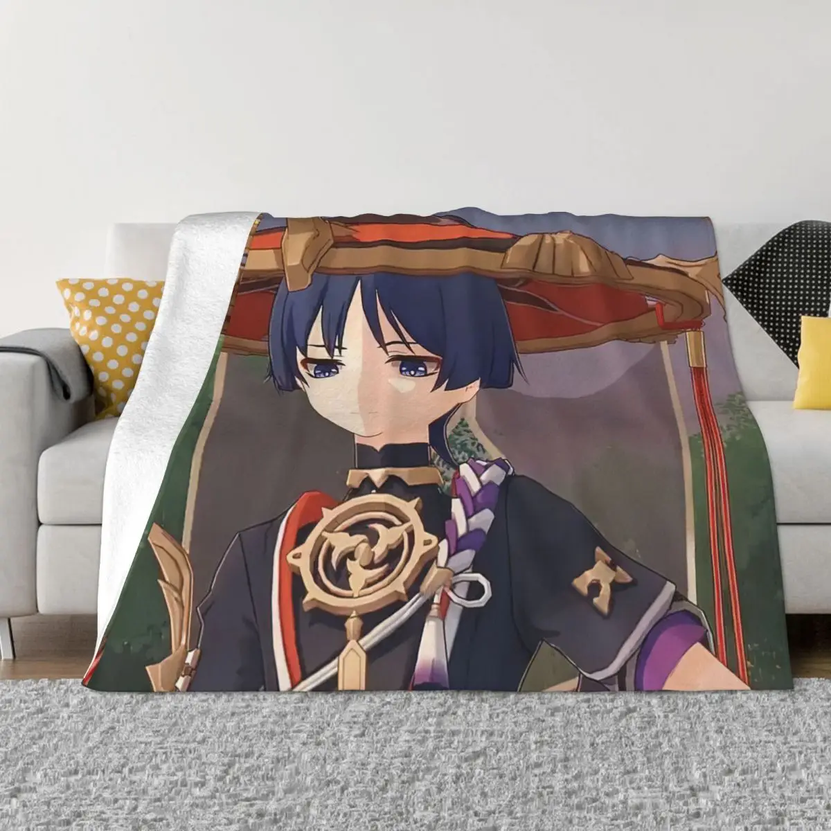 

Sanbing Skaramch Blankets Flannel Decoration Genshin Impact Anime Breathable Warm Throw Blanket for Bed Couch Plush Thin Quilt