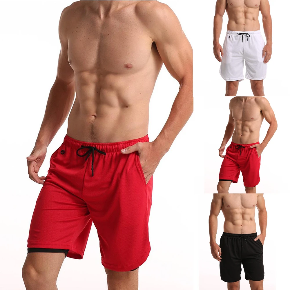 

Men Summer Gym Shorts High Elastic Waist Basketball Sports Drawstring Shorts Solid Basic Pantalones Cortos De Hombre