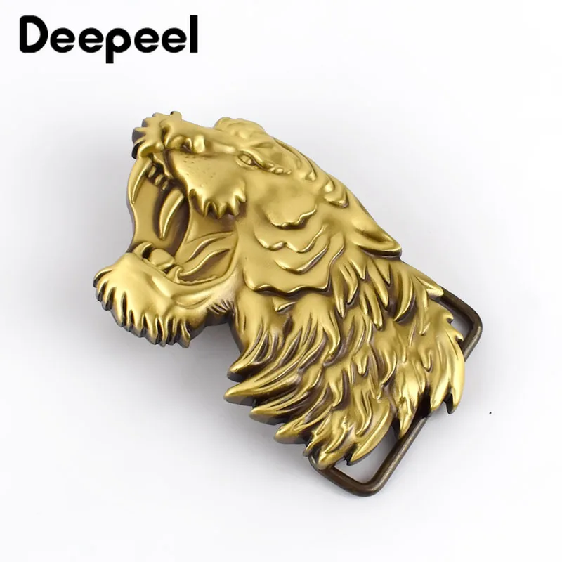 

1 шт., пряжка для ремня из латуни с головой тигра, 40 Х70 мм