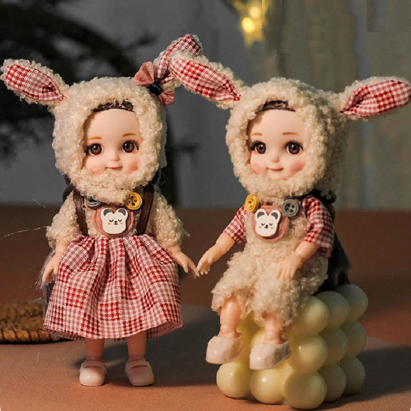 

Smiling Girl Doll Baby Toy Movable Joint Princess Suit Plastic Doll Beautiful DIY Dress Up Children's Toys Little Girl Gift 15cm