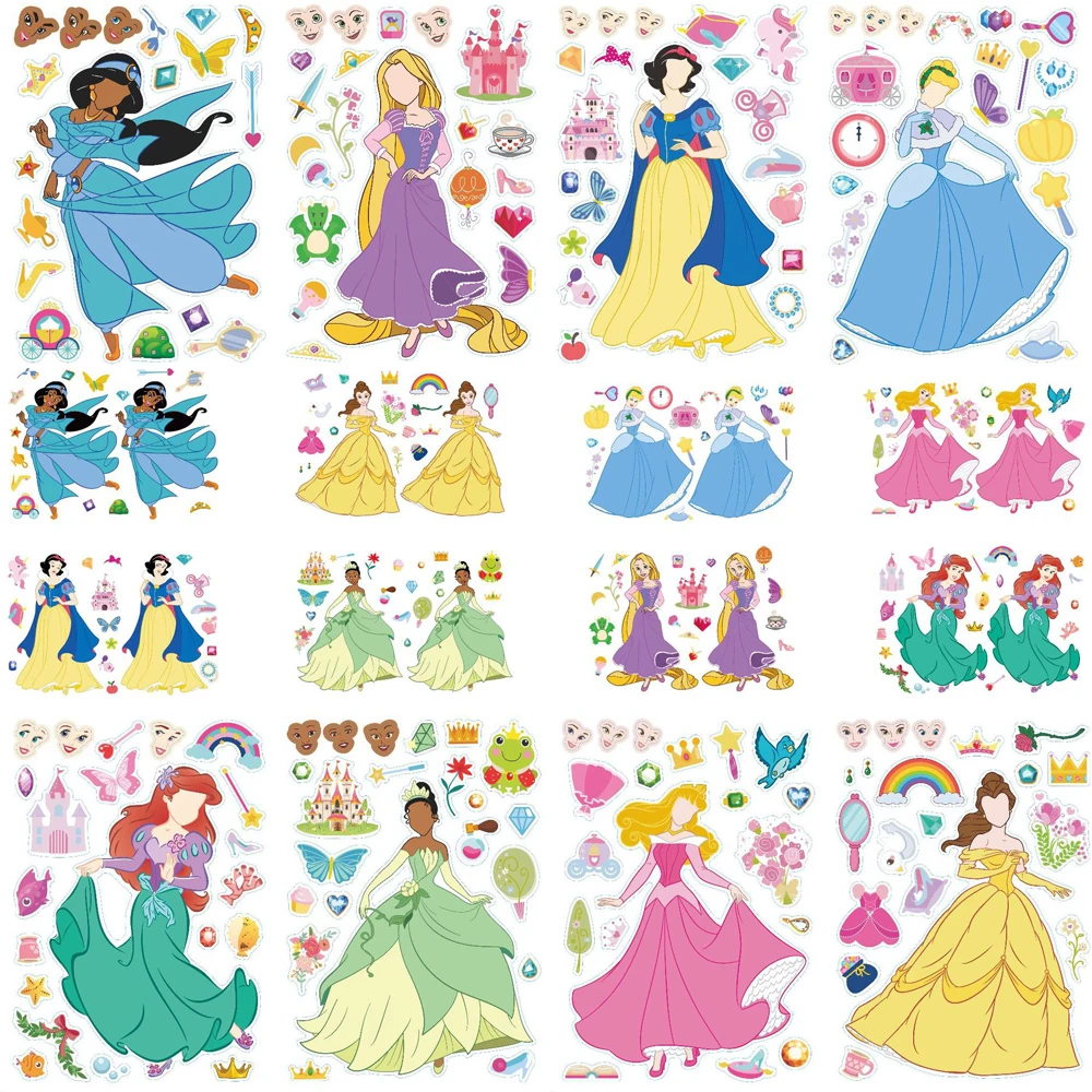 Наклейки Disney Anime Princess Forky 8/16 страниц забавные наклейки с героями мультфильмов для