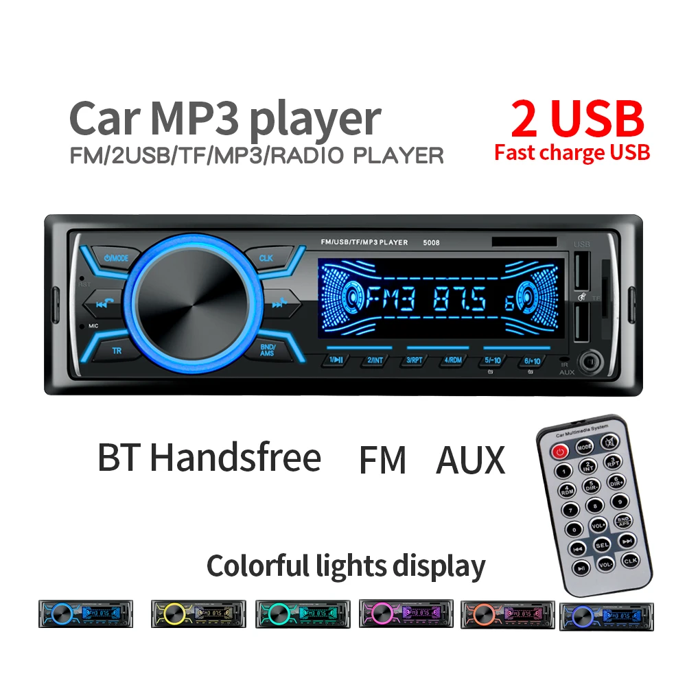 

Автомагнитола 1 DIN, Bluetooth, FM, аудио плеер, стерео, музыка, звонки, громкая связь, автомобильный mp3-плеер, цифровой двойной USB с входом AUX для прибо...