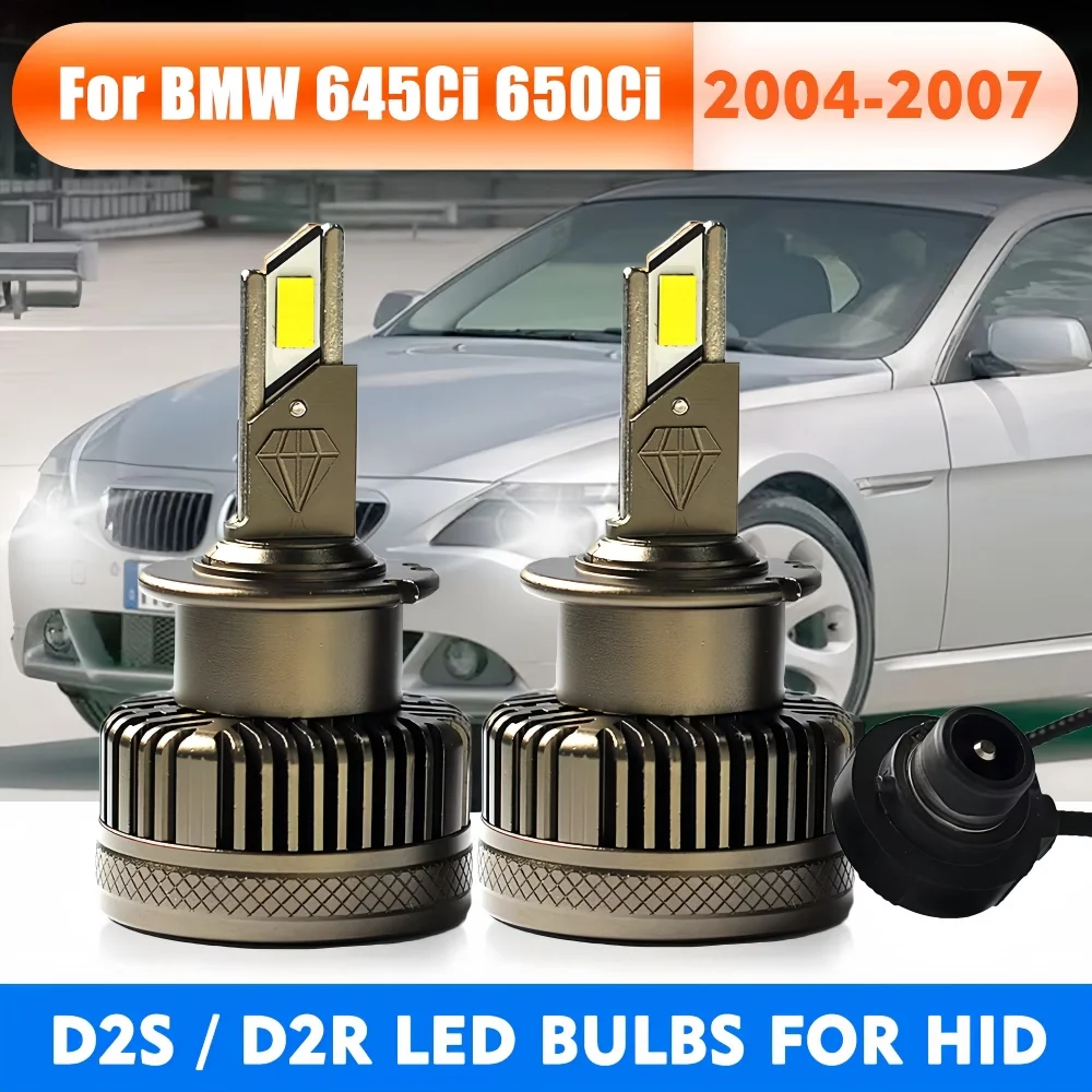 Фото Для BMW 6 серии E63 E64 645Ci 650Ci 650i 2004-2007 автомобильные светодиодные лампы для фар 6000K 55 Вт D2S D2R HID ксеноновый комплект для переоборудования Plug&Play №1