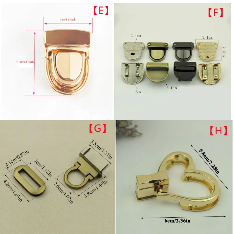 DIY Craft Bag Purse Metal Clasp Turn Locks Closure Hardware Buckle Turn Twist Lock Bag Clasp Hardware Lock Bag Accessory 1PC